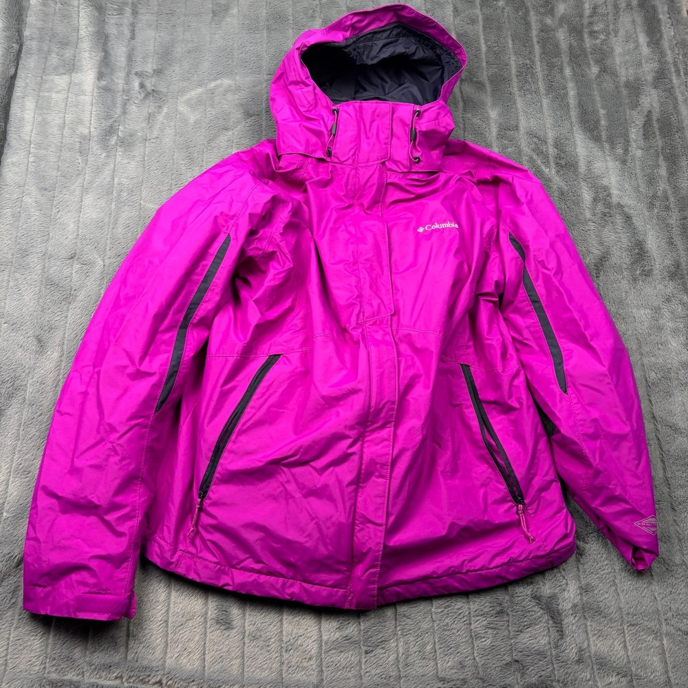 Columbia Womens Interchange Omni-Tech Jacket Magenta Pink XL 13719